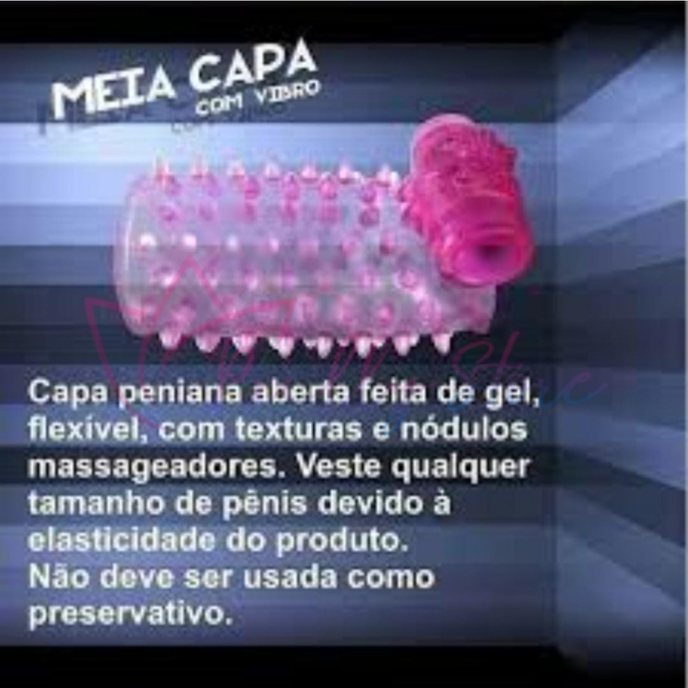 Meia Capa Peniana com Mini Vibrador e Estimulador Clitoriano Miss Collection
